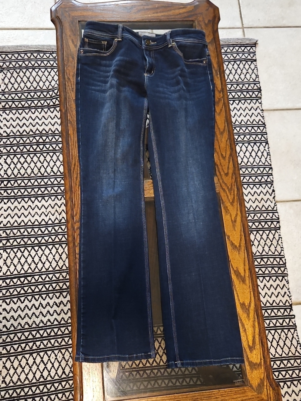 Dark Blue Women's Chico Jeans — Straight Leg Bellbottoms.